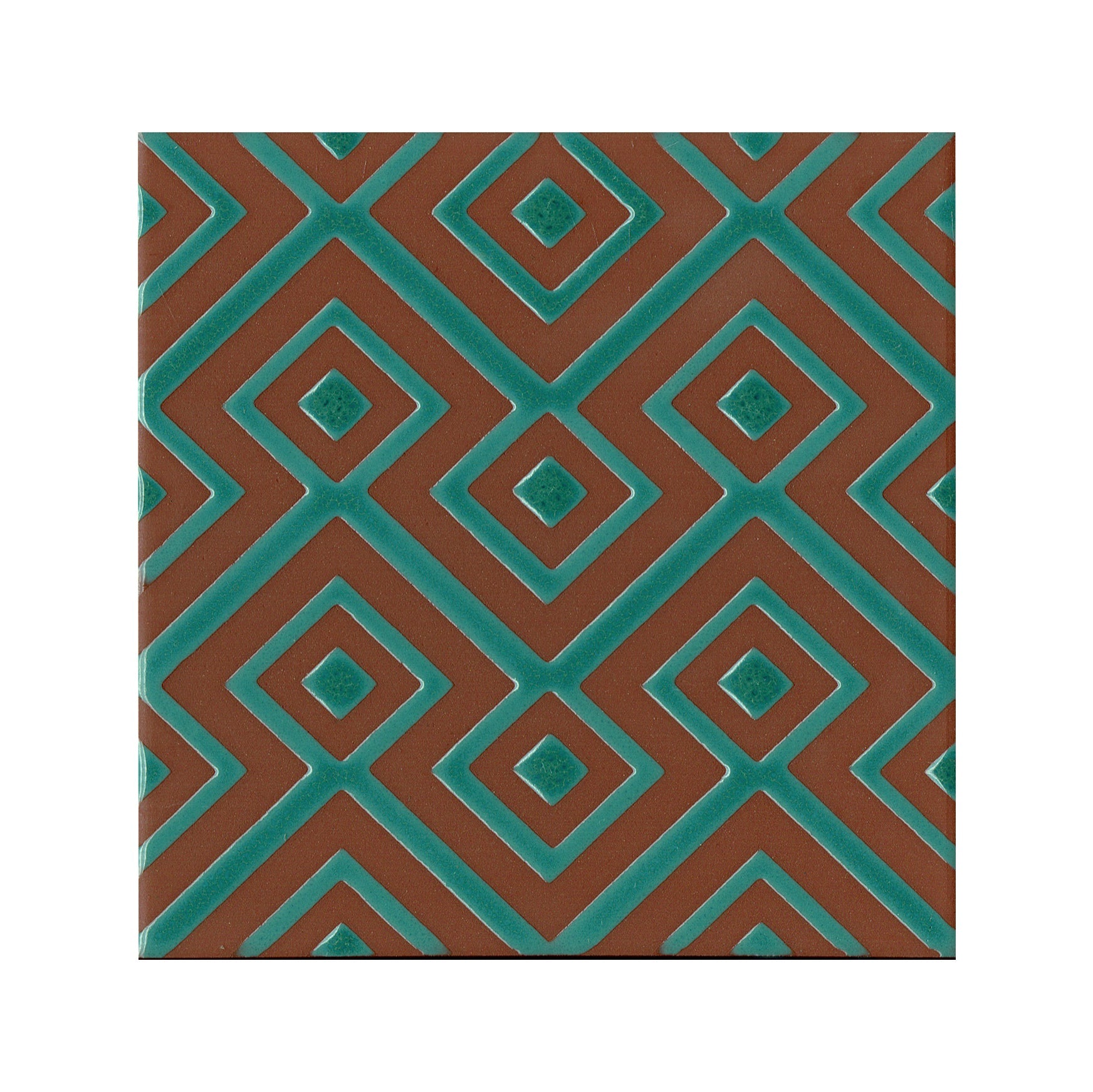 Geometric pattern with brown and teal colors on a white background